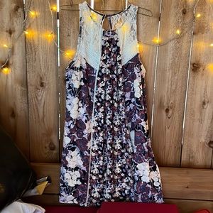 Multicolored Floral summer dress lace top